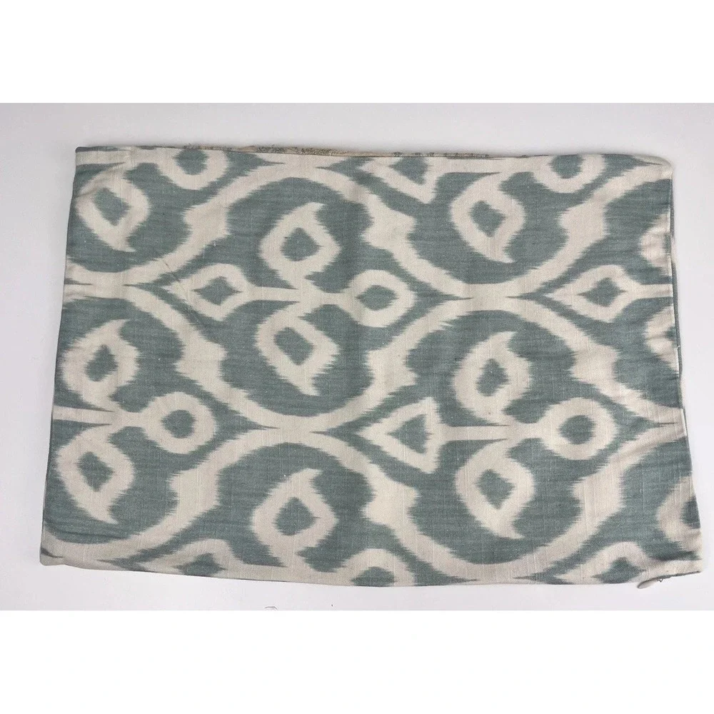 2 x Pottery Barn Aisha Embroidered Lumbar Pillow Cover Suzani Blue Cream Boho
